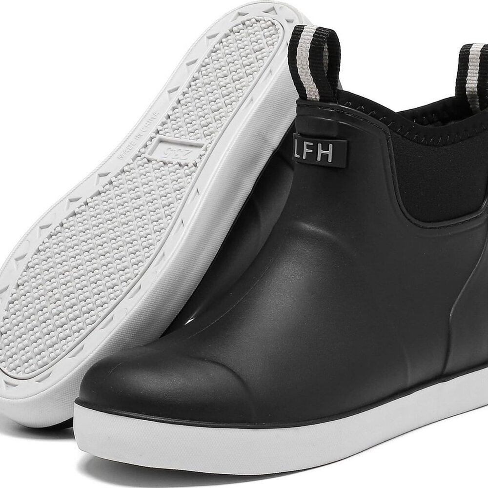 Women's Waterproof Ankle Deck Boots - Black - 4.5 - Rubber Sole - Pvc Outer